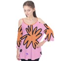 Doodle Flower Sparkles Orange Pink Flutter Sleeve T-Shirt  View1