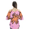 Doodle Flower Sparkles Orange Pink Flutter Sleeve T-Shirt  View2