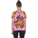 Doodle Flower Sparkles Orange Pink Cut Out Side Drop T-Shirt View2