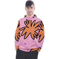 Doodle Flower Sparkles Orange Pink Men s Pullover Hoodie