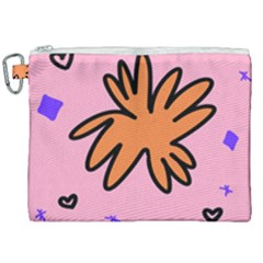 Doodle Flower Sparkles Orange Pink Canvas Cosmetic Bag (xxl) by Cemarart