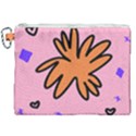 Doodle Flower Sparkles Orange Pink Canvas Cosmetic Bag (XXL) View1