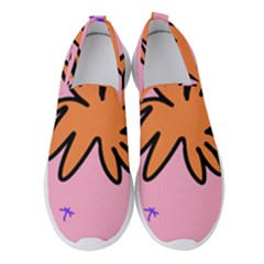 Doodle Flower Sparkles Orange Pink Women s Slip On Sneakers by Cemarart