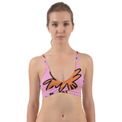 Doodle Flower Sparkles Orange Pink Wrap Around Bikini Top by Cemarart