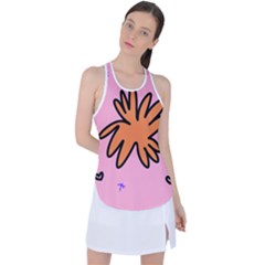 Doodle Flower Sparkles Orange Pink Racer Back Mesh Tank Top by Cemarart