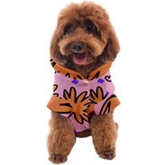 Doodle Flower Sparkles Orange Pink Dog Coat by Cemarart