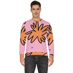 Doodle Flower Sparkles Orange Pink Men s Fleece Sweatshirt by Cemarart