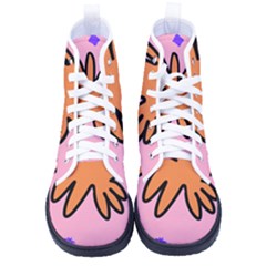 Doodle Flower Sparkles Orange Pink Men s High-top Canvas Sneakers by Cemarart