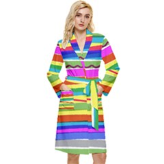 Print Ink Colorful Background Long Sleeve Velvet Robe by Cemarart