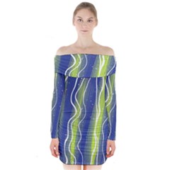 Texture Multicolour Gradient Grunge Long Sleeve Off Shoulder Dress by Cemarart