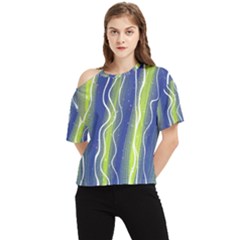 Texture Multicolour Gradient Grunge One Shoulder Cut Out T-shirt by Cemarart