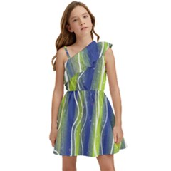 Texture Multicolour Gradient Grunge Kids  One Shoulder Party Dress by Cemarart