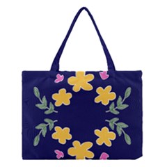 Doodle Flower Leaves Plant Design Medium Tote Bag by Cemarart