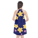 Doodle Flower Leaves Plant Design Halter Neckline Chiffon Dress  View2