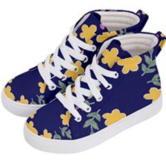 Doodle Flower Leaves Plant Design Kids  Hi-top Skate Sneakers by Cemarart