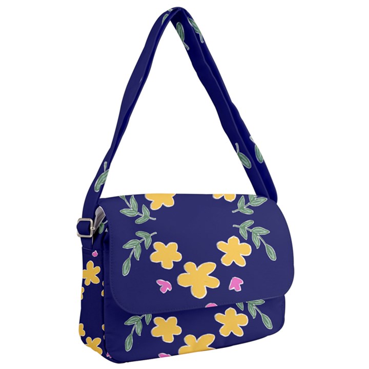 Doodle Flower Leaves Plant Design Courier Bag