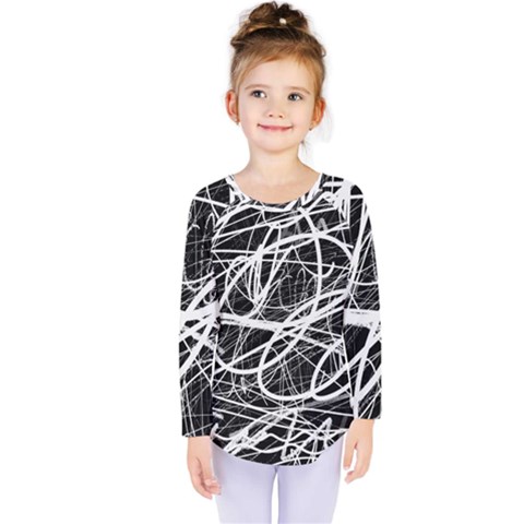 Flower Print Doodle Pattern Floral Kids  Long Sleeve T-shirt by Cemarart