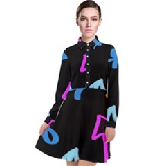 Ink Brushes Texture Grunge Long Sleeve Chiffon Shirt Dress by Cemarart