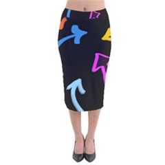 Ink Brushes Texture Grunge Velvet Midi Pencil Skirt by Cemarart