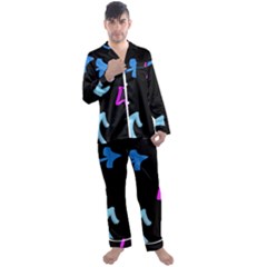 Ink Brushes Texture Grunge Men s Long Sleeve Satin Pajamas Set by Cemarart