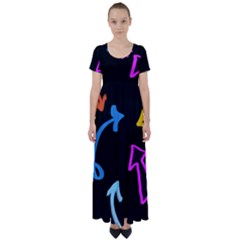 Colorful Arrows Kids Pointer High Waist Short Sleeve Maxi Dress by Cemarart