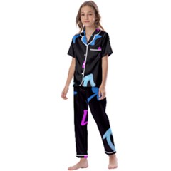 Ink Brushes Texture Grunge Kids  Satin Short Sleeve Pajamas Set by Cemarart