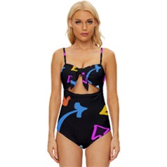 Ink Brushes Texture Grunge Knot Front One-piece Swimsuit