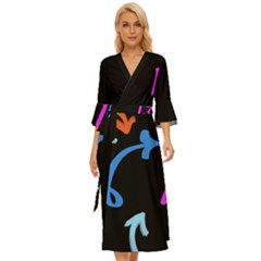 Ink Brushes Texture Grunge Midsummer Wrap Dress by Cemarart