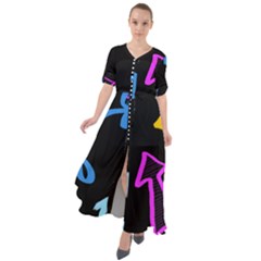 Colorful Arrows Kids Pointer Waist Tie Boho Maxi Dress by Cemarart