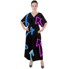 Colorful Arrows Kids Pointer V-neck Boho Style Maxi Dress by Cemarart