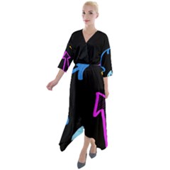 Colorful Arrows Kids Pointer Quarter Sleeve Wrap Front Maxi Dress by Cemarart