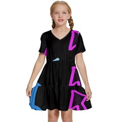 Colorful Arrows Kids Pointer Kids  Short Sleeve Tiered Mini Dress by Cemarart