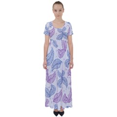 Blob Gradient Blur Scatter High Waist Short Sleeve Maxi Dress by Cemarart