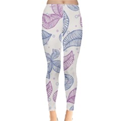 Boho Bohemian Leaves Branch Beige Everyday Leggings  by Cemarart