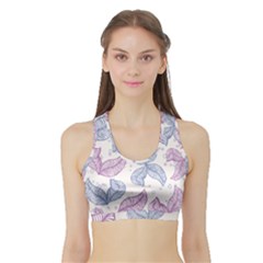 Boho Bohemian Leaves Branch Beige Sports Bra With Border by Cemarart