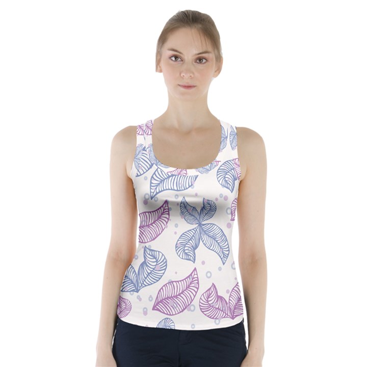 Boho Bohemian Leaves Branch Beige Racer Back Sports Top