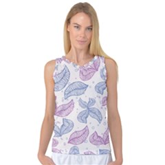 Leaves Line Art Background Women s Basketball Tank Top by Cemarart