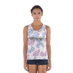 Leaves Line Art Background Sport Tank Top  by Cemarart