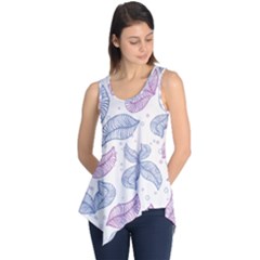 Leaves Line Art Background Sleeveless Tunic by Cemarart