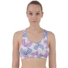 Leaves Line Art Background Back Weave Sports Bra by Cemarart