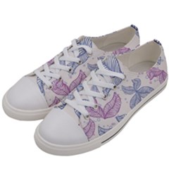 Leaves Line Art Background Men s Low Top Canvas Sneakers by Cemarart