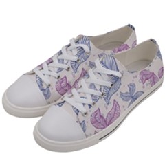 Leaves Line Art Background Women s Low Top Canvas Sneakers by Cemarart