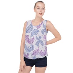 Leaves Line Art Background Bubble Hem Chiffon Tank Top by Cemarart