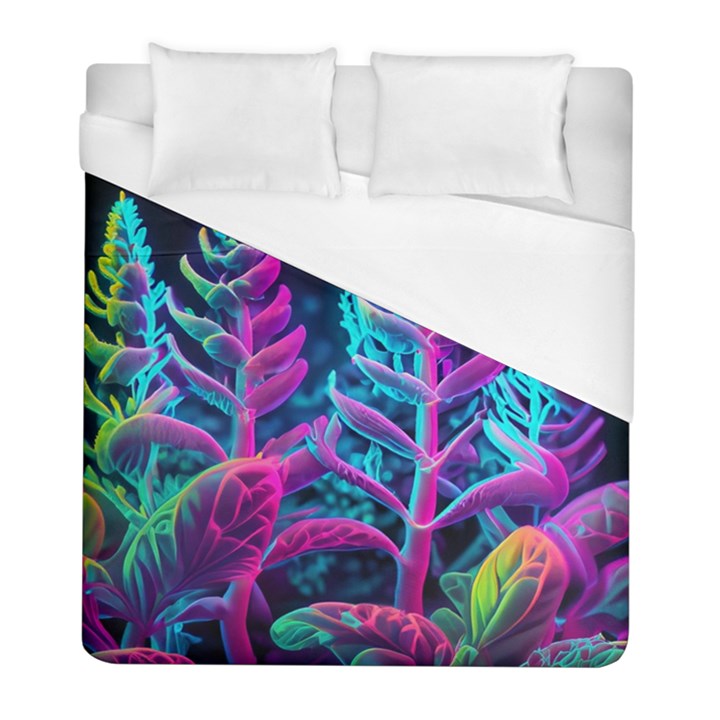 Spring Flower Neon Wallpaper Duvet Cover (Full/ Double Size)