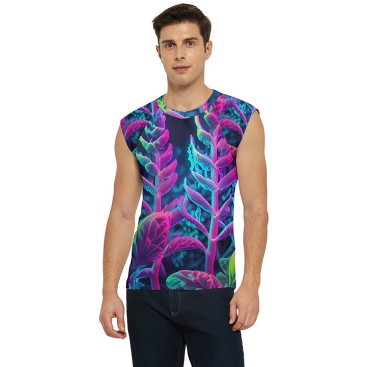 Spring Flower Neon Wallpaper Men s Raglan Cap Sleeve T-Shirt