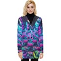 Spring Flower Neon Wallpaper Button Up Hooded Coat  View1