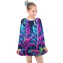 Spring Flower Neon Wallpaper Kids  Long Sleeve Dress View1