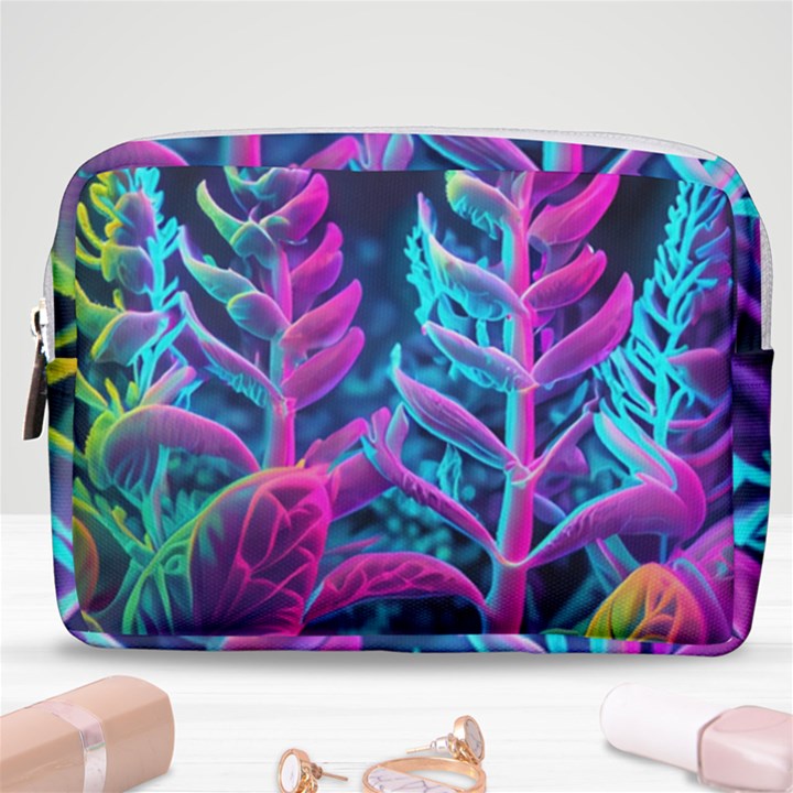 Spring Flower Neon Wallpaper Make Up Pouch (Medium)