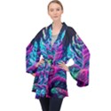 Spring Flower Neon Wallpaper Long Sleeve Velvet Kimono  View1