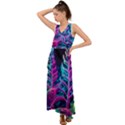 Spring Flower Neon Wallpaper V-Neck Chiffon Maxi Dress View1